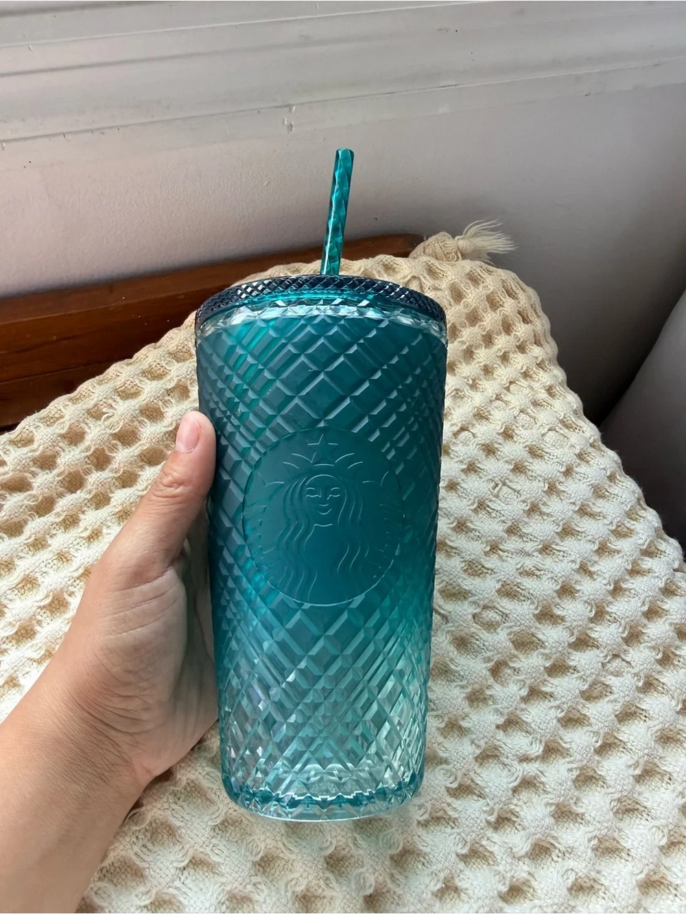 Starbucks Teal 15oz Diamond-Texture Reusable Cold Cup